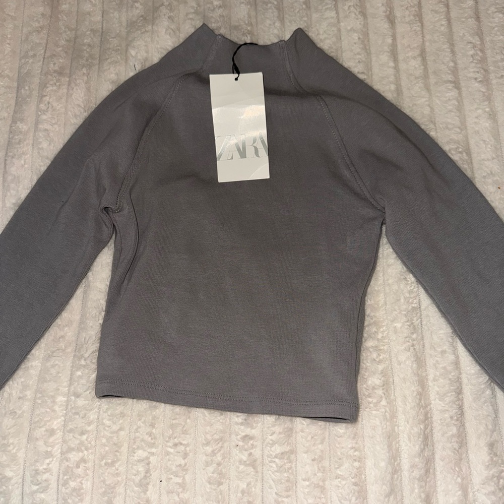 Zara Gray Long Sleeve Top